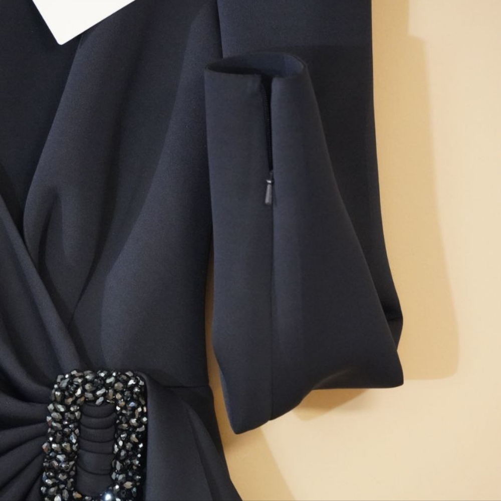 Modest Badgley Mischka Midnight Long Sleeve Gown - Picture 4 of 5